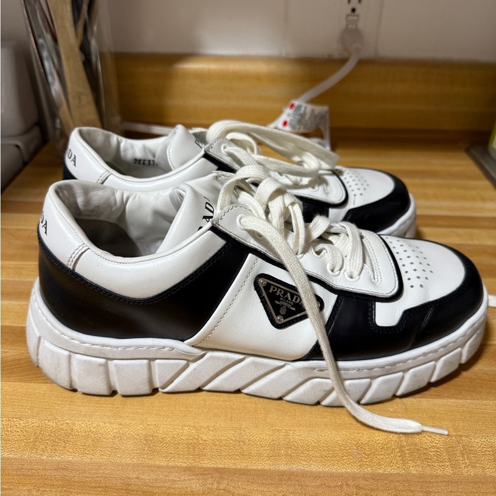 Prada Monochrome Leather Sneakers